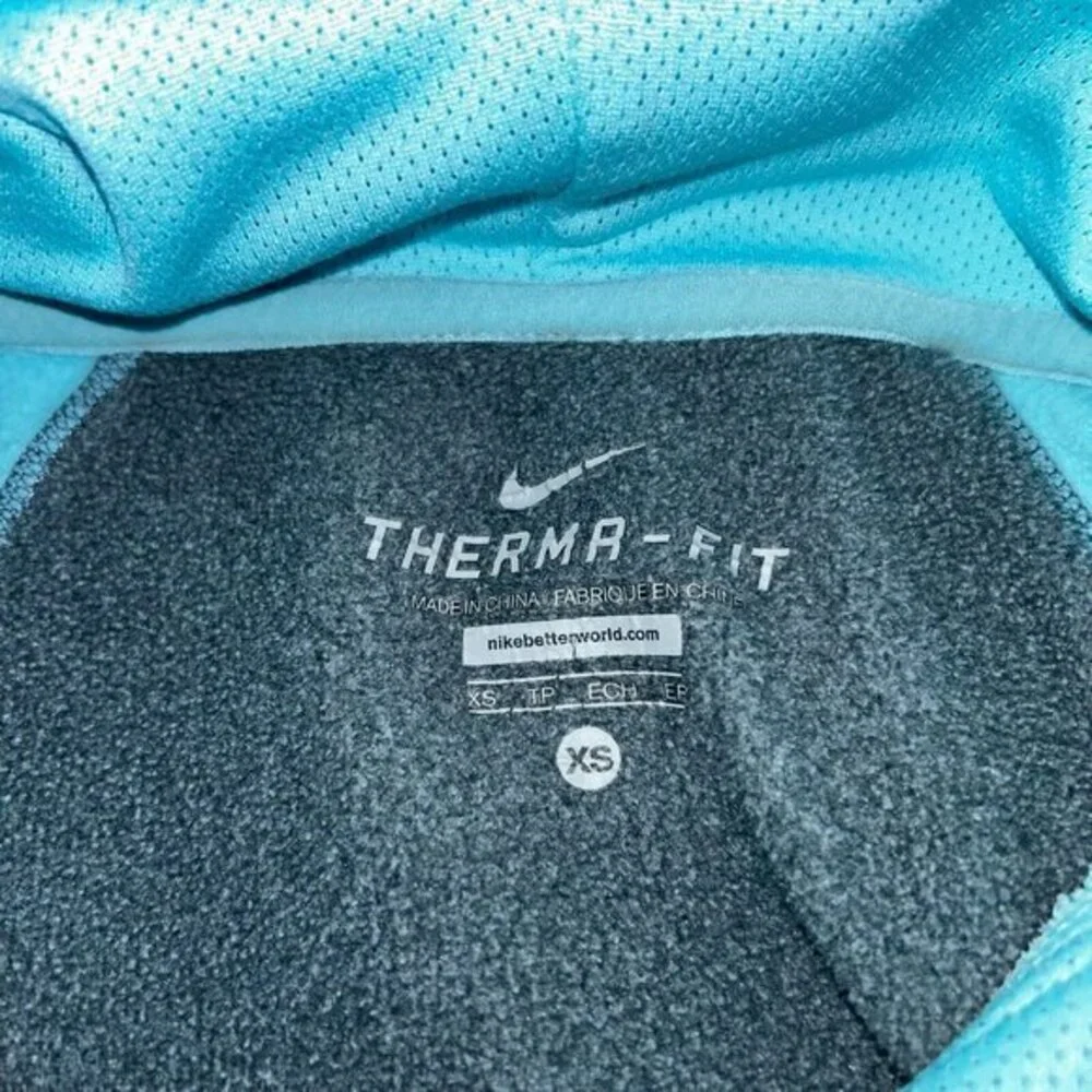 Nike Size XSmall Aqua Blue Grey Hoodie Sweatshirt Therma Fit Logo Just‎ Do It